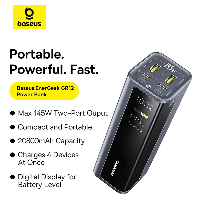 Baseus Power Bank 145W Energeek GP12 20800mAh Powerbank For Macbook Mobile Laptop Ipad P10082109813-00